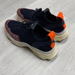 Steve Madden Black and Orange Knit Sneakers